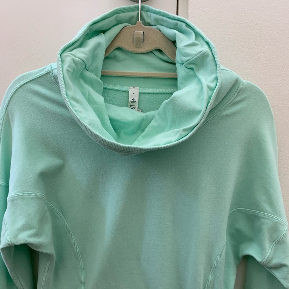 Lululemon Rest Day Pullover Sweatshirt Cowl Neck in Fresh Teal Mint - Picture 5 of 5
